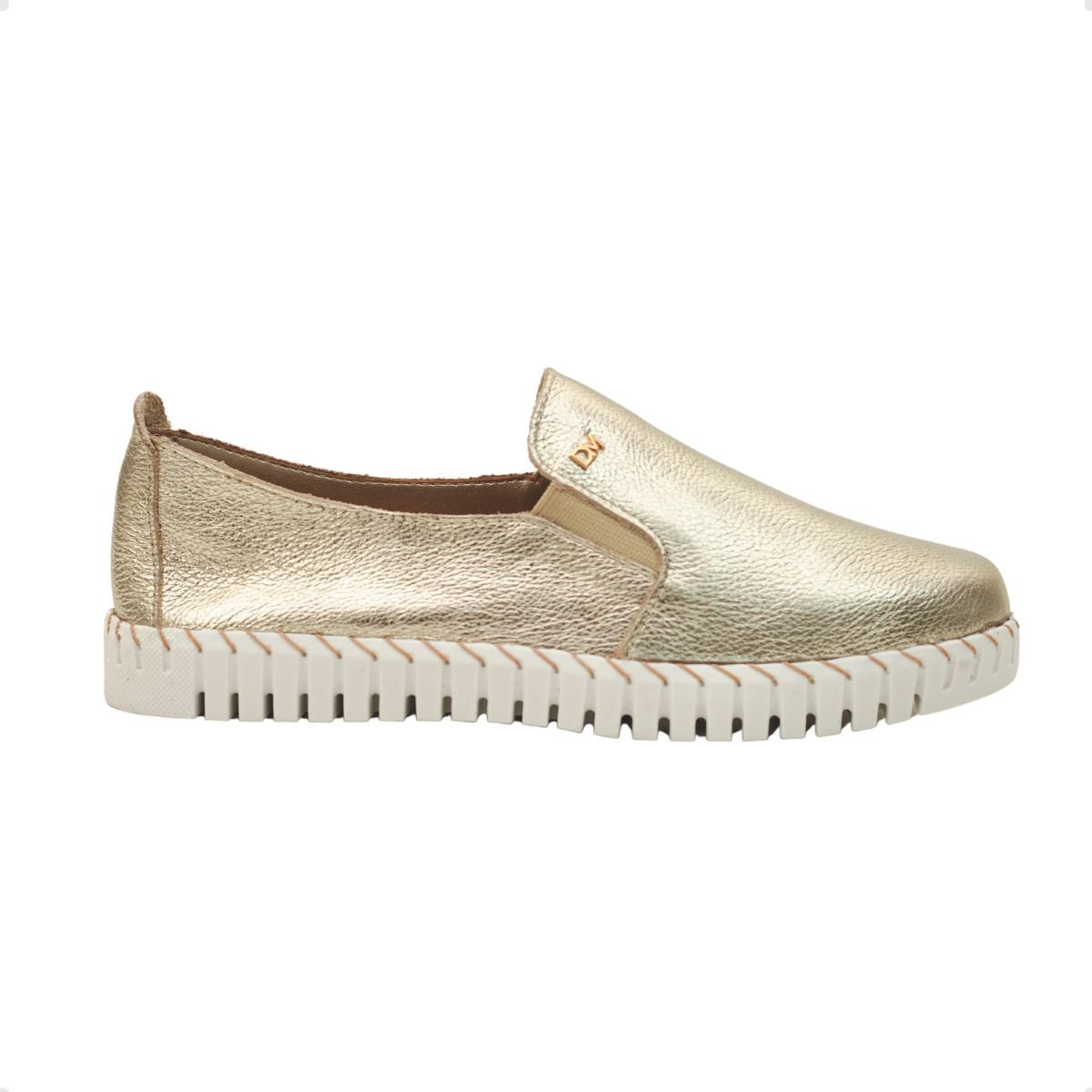 Tênis Slip On Couro Celeste Dayane Magalhães Dourado Dourado 1