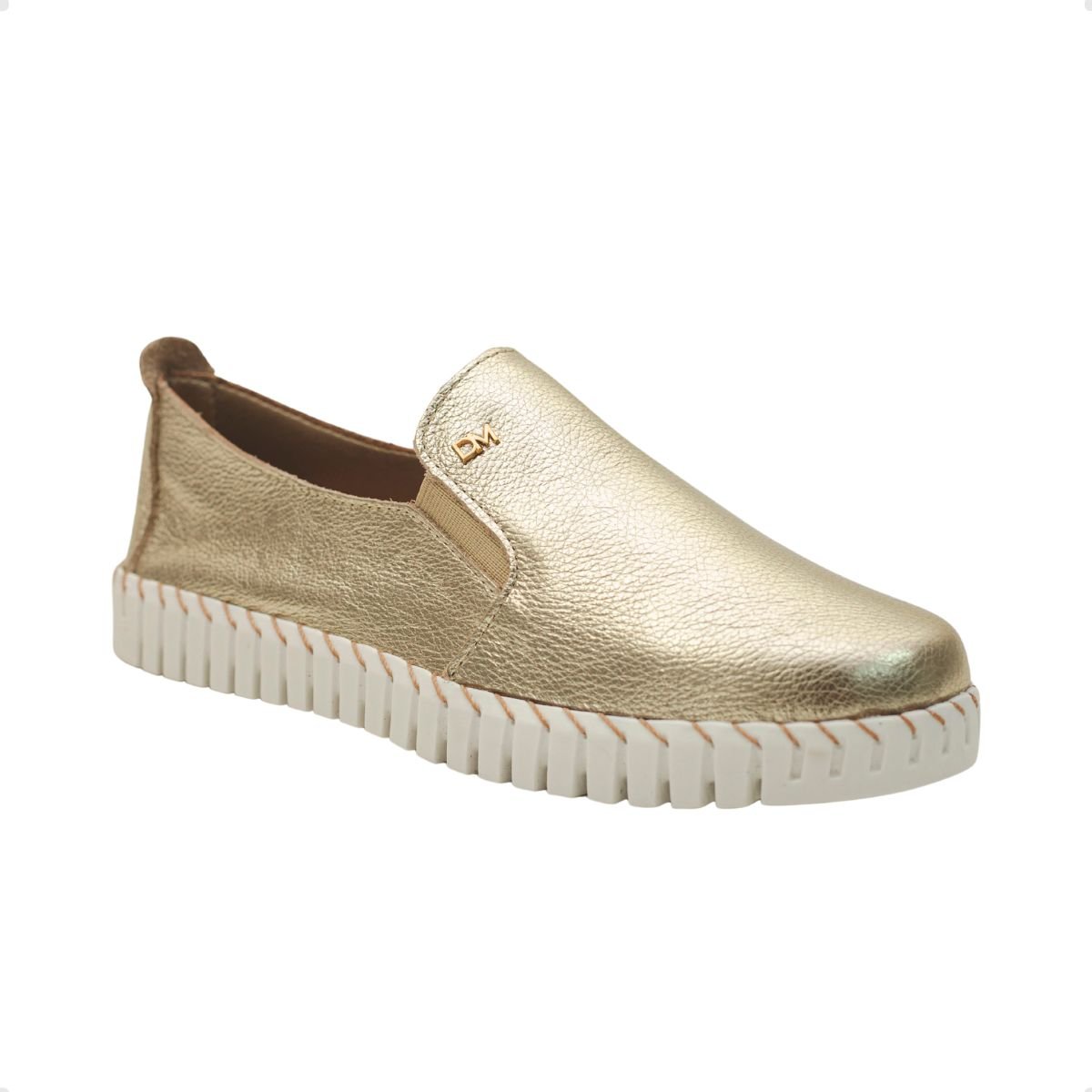 Tênis Slip On Couro Celeste Dayane Magalhães Dourado Dourado 2