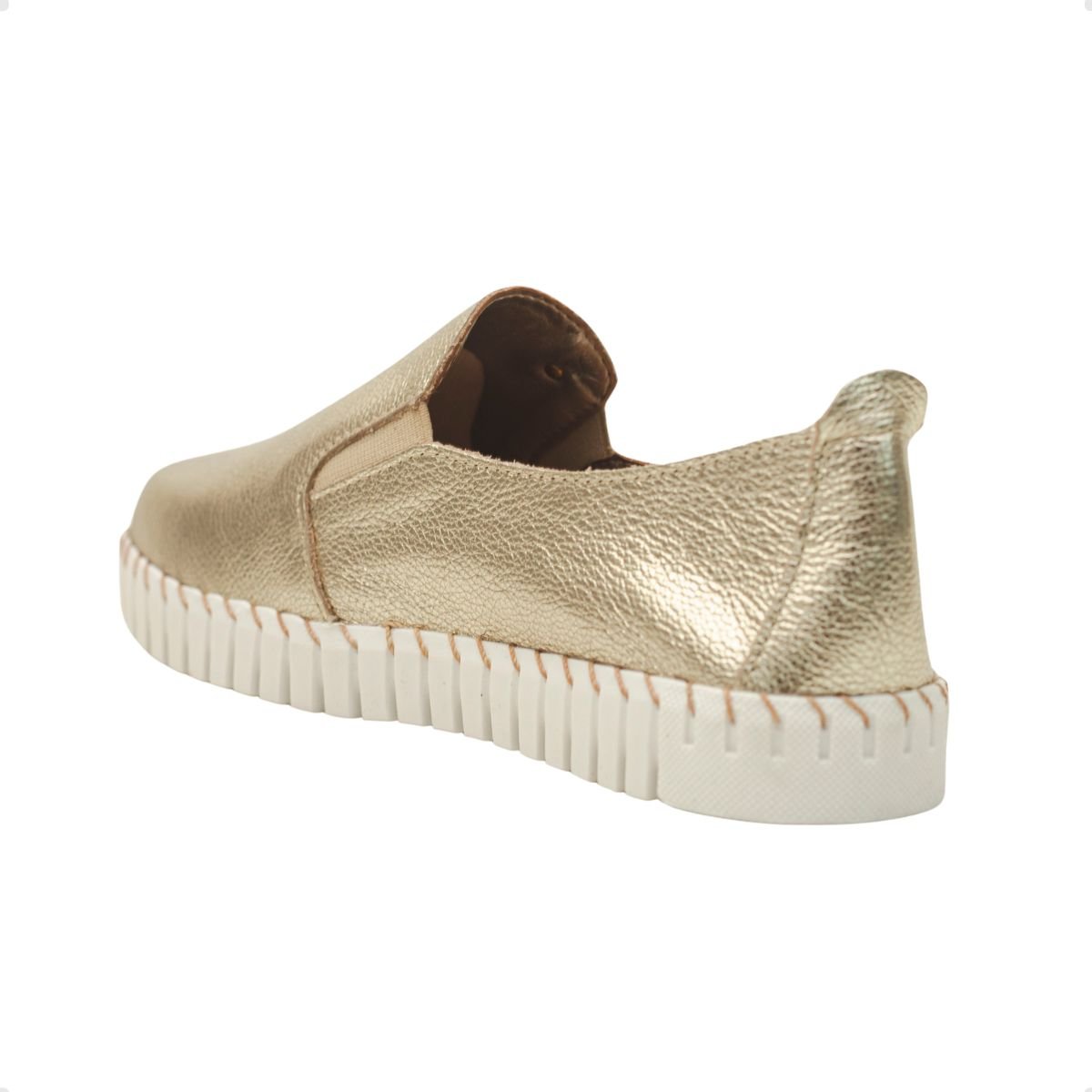 Tênis Slip On Couro Celeste Dayane Magalhães Dourado Dourado 5