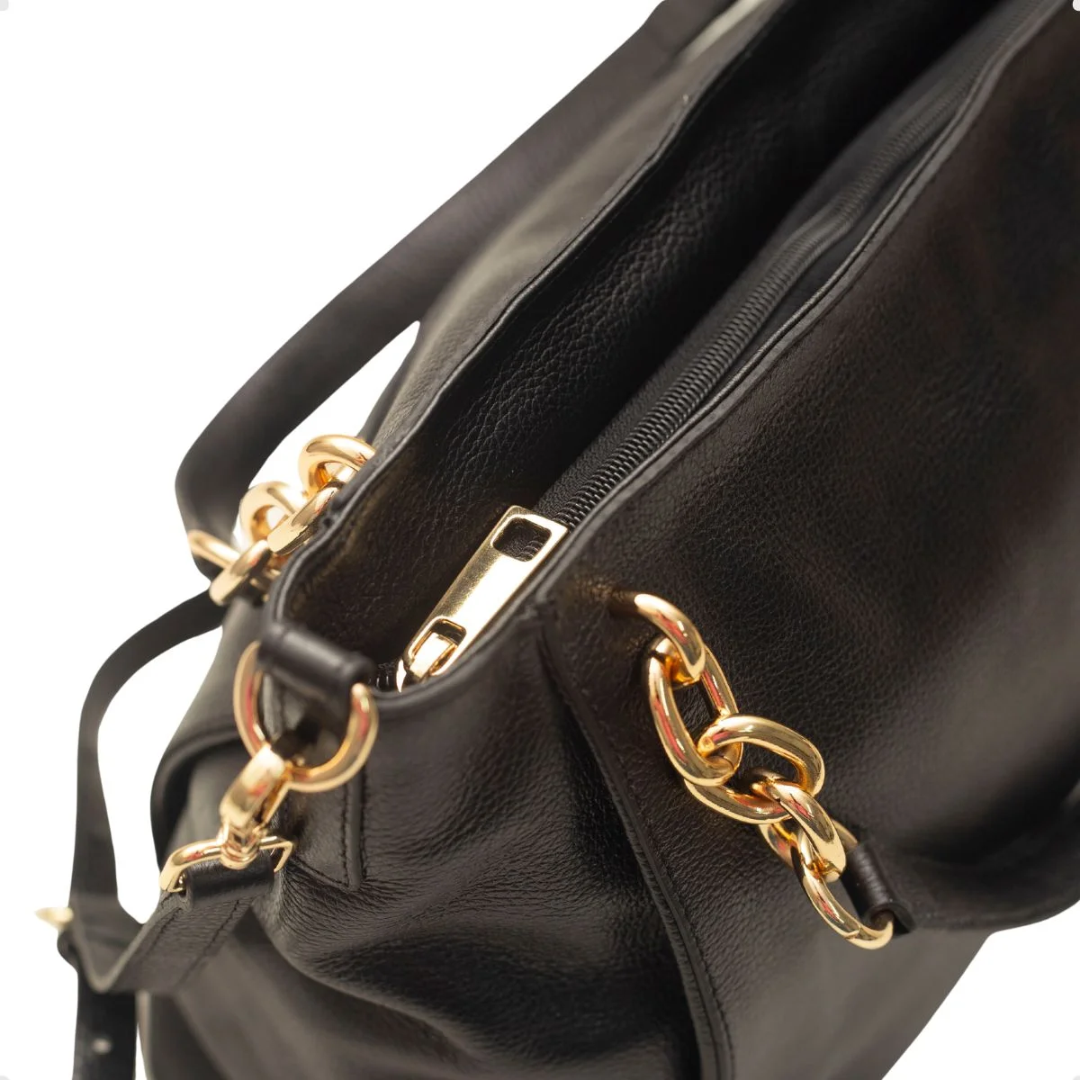 Bolsa Hobo Transversal Dayane Magalhães Couro Preta Preto 2