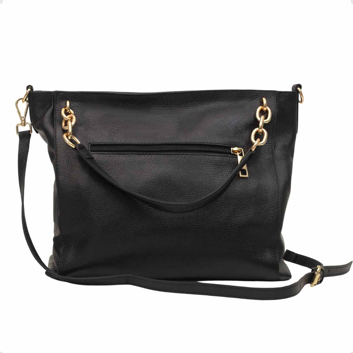 Bolsa Hobo Transversal Dayane Magalhães Couro Preta Preto 5