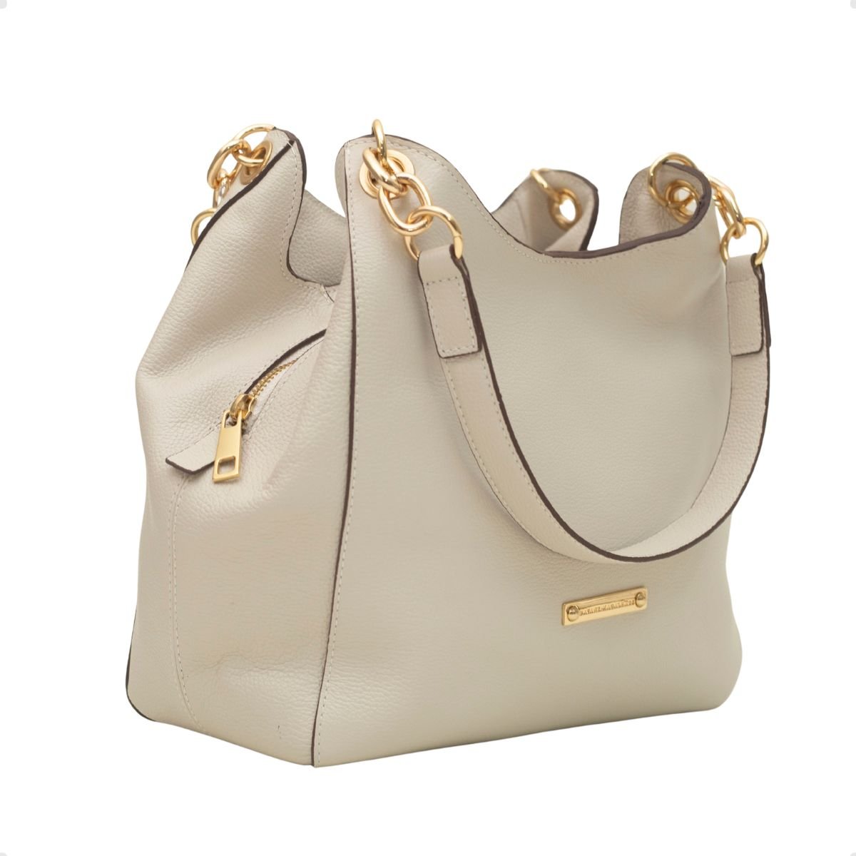 Bolsa Grande Couro Tiracolo Dayane Magalhães Branco 3