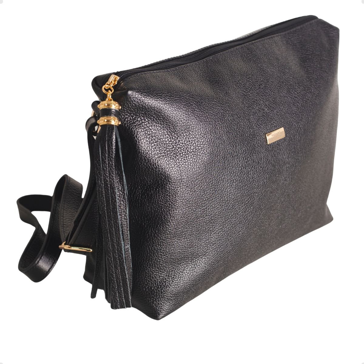 Bolsa Crossbody Couro Liso Dayane Magalhães Preta Preto 2