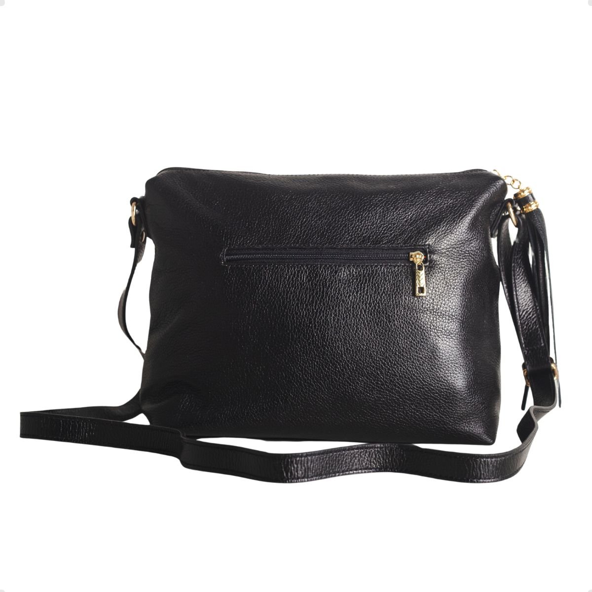 Bolsa Crossbody Couro Liso Dayane Magalhães Preta Preto 5