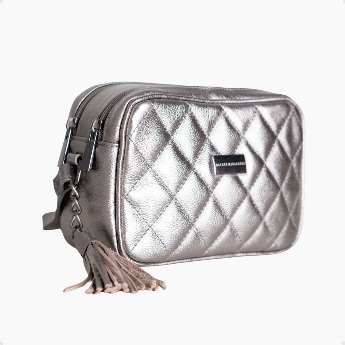Bolsa Transversal Dayane Magalhães Matelassê Onix Prata 2