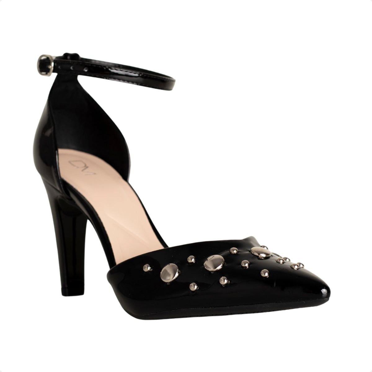 Scarpin Preto Com Metais Dm Preto 2