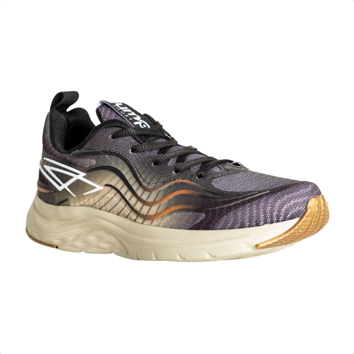 Tênis Jump Running Wave Preto Preto/Dourado 2