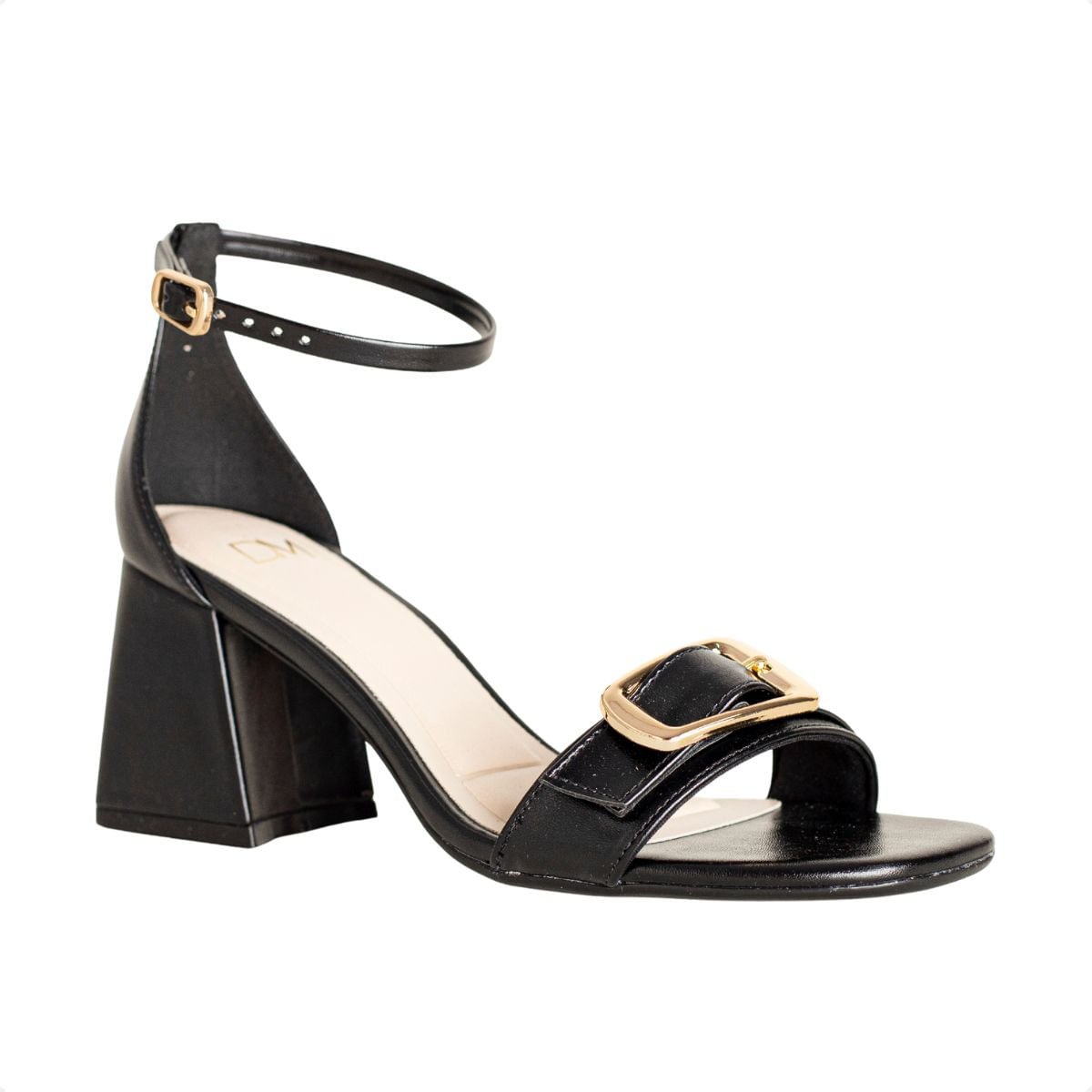 Sandália Salto Bloco Dm Preta Preto 2