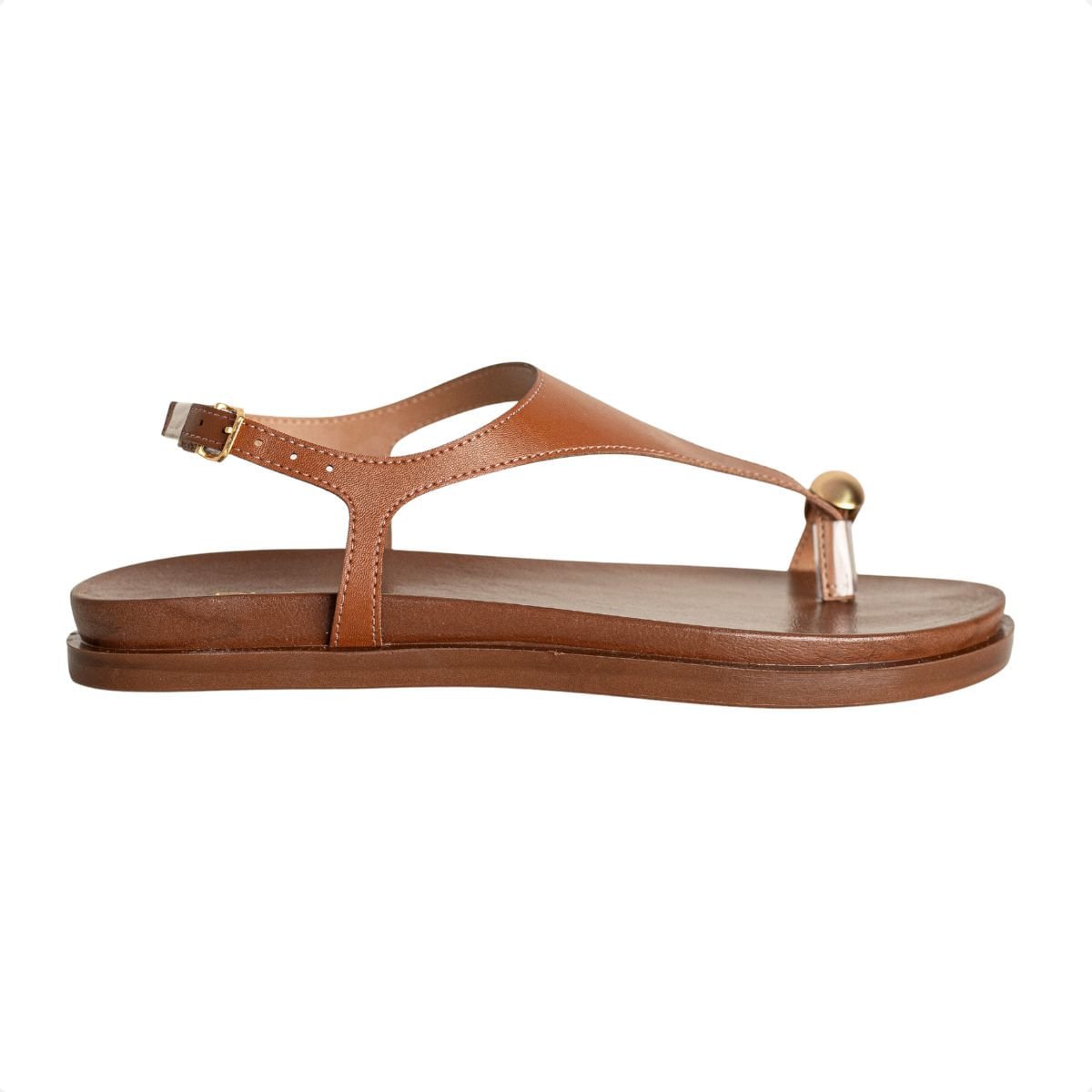 Sandália Rasteira Dm Veraneio Caramelo Marrom 1