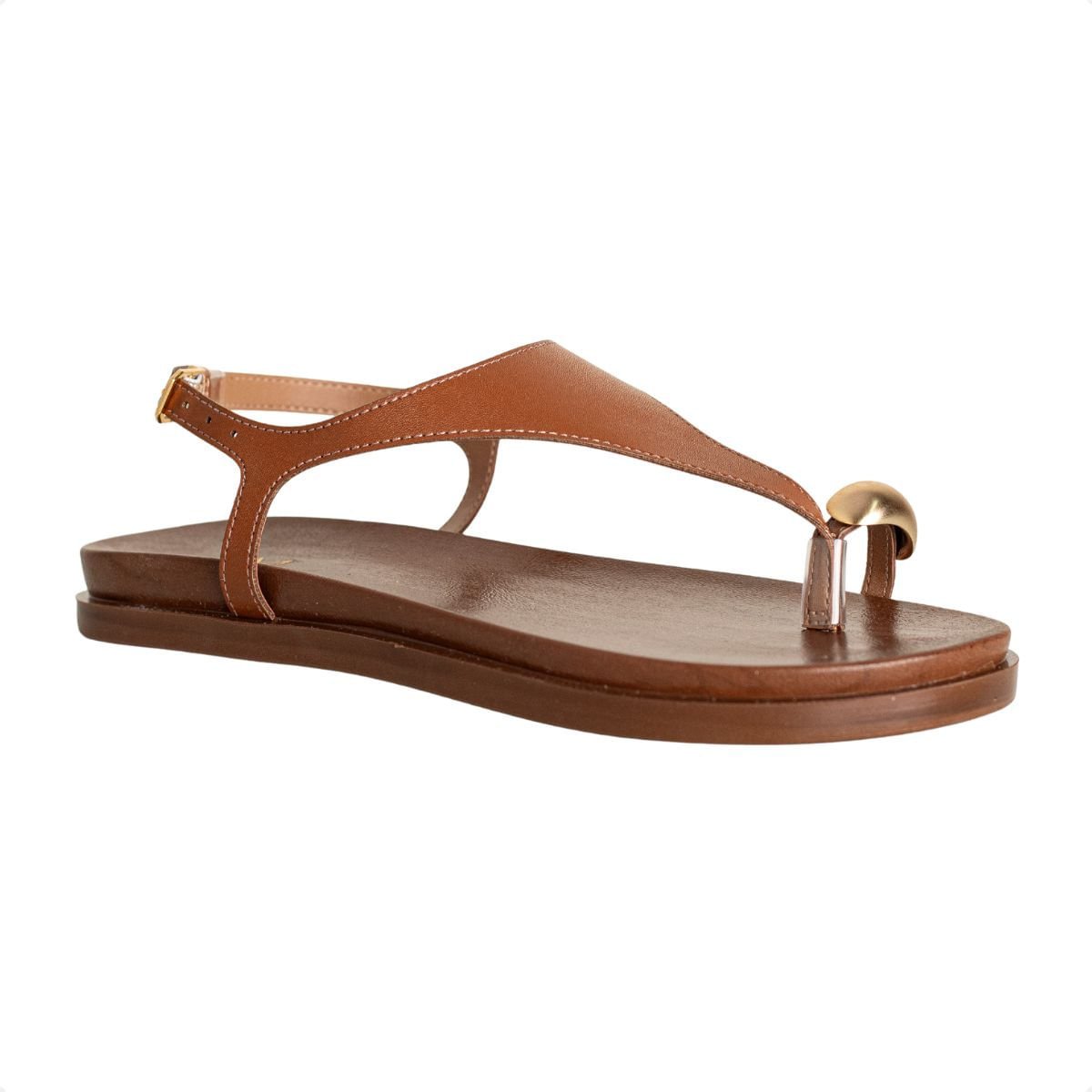 Sandália Rasteira Dm Veraneio Caramelo Marrom 2