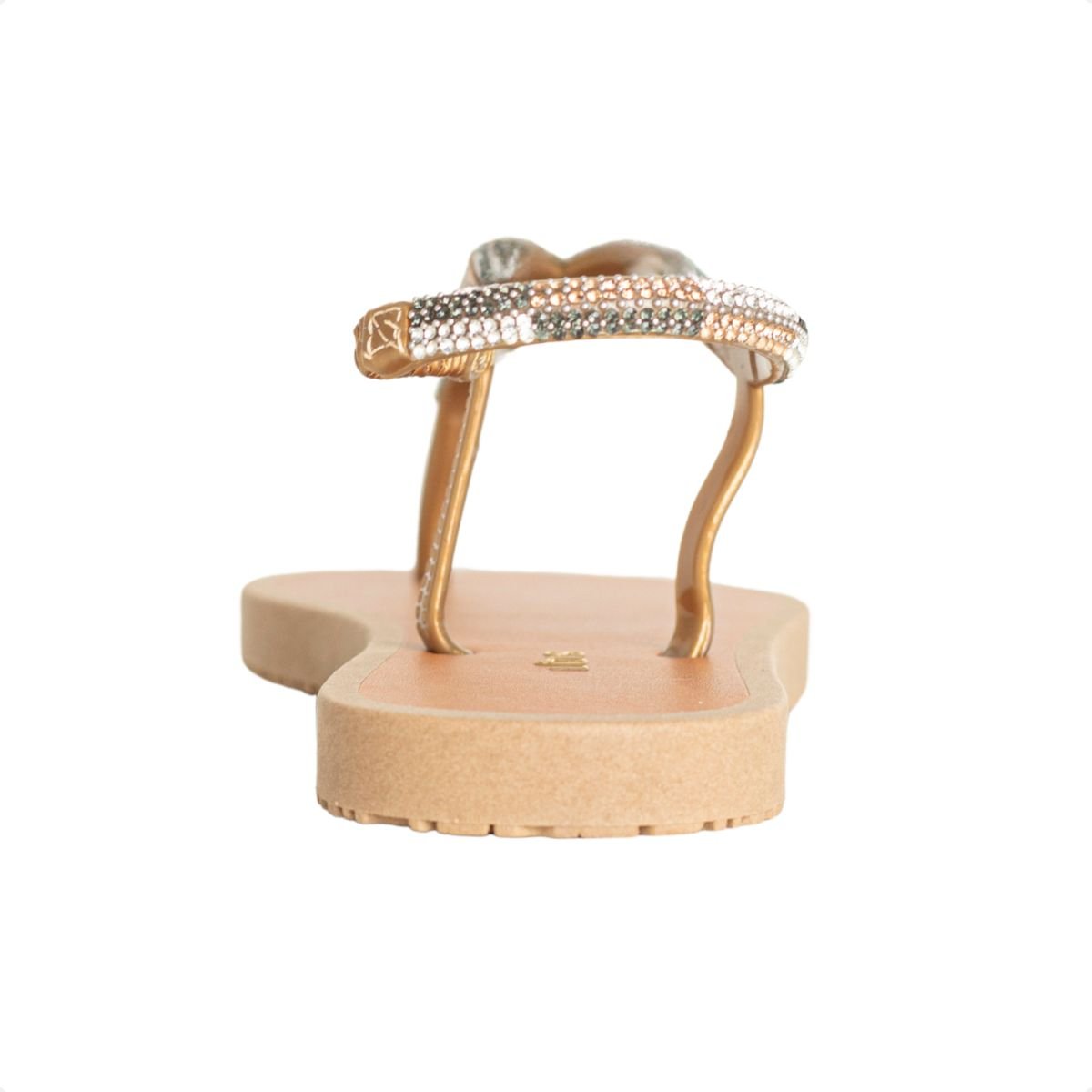 Sandália Rasteira Lízis Glam Ouro E Prata Caramelo/Ouro 4