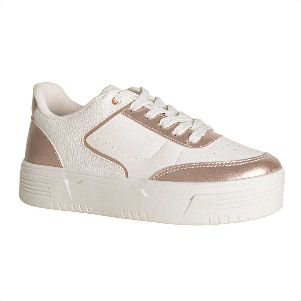 Tênis Feminino Lízis Urban Glow Branco E Rosê Bege 7