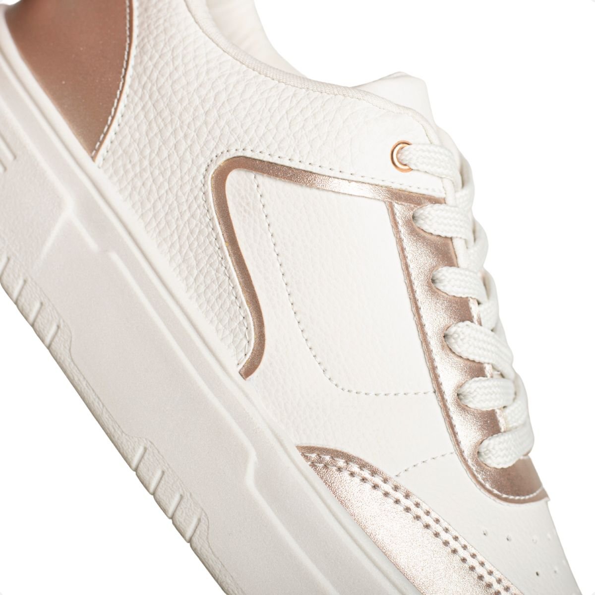 Tênis Feminino Lízis Urban Glow Branco E Rosê Bege 4