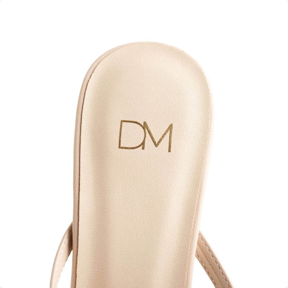 Sandália Dm Offwhite Com Salto Geomátrico Baixo Bege 7