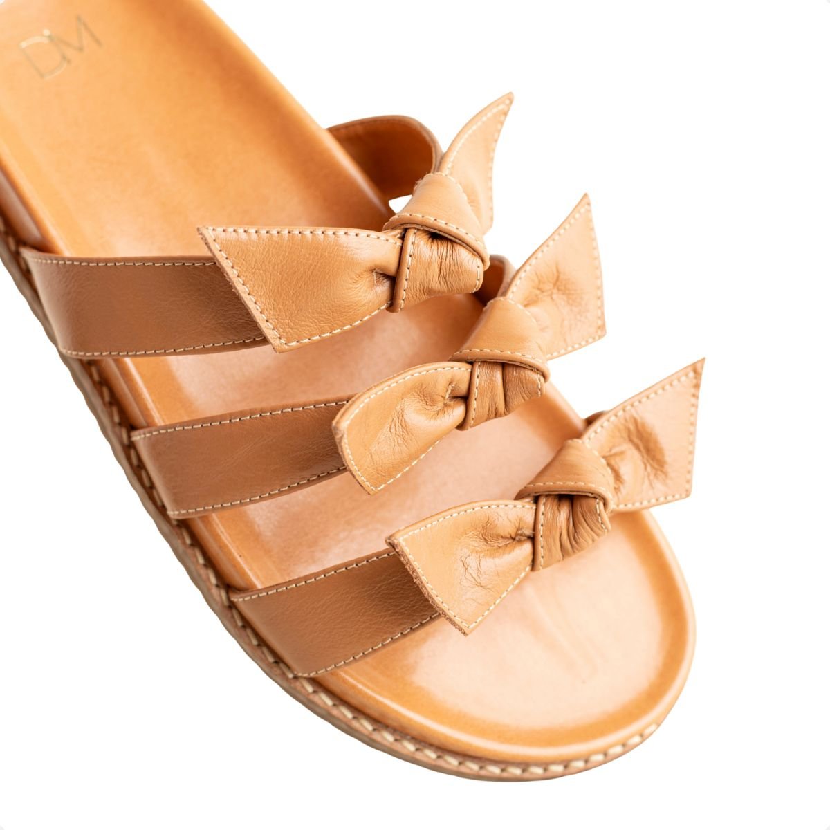 Sandália Dm Knot Flat Caramelo Bege 3