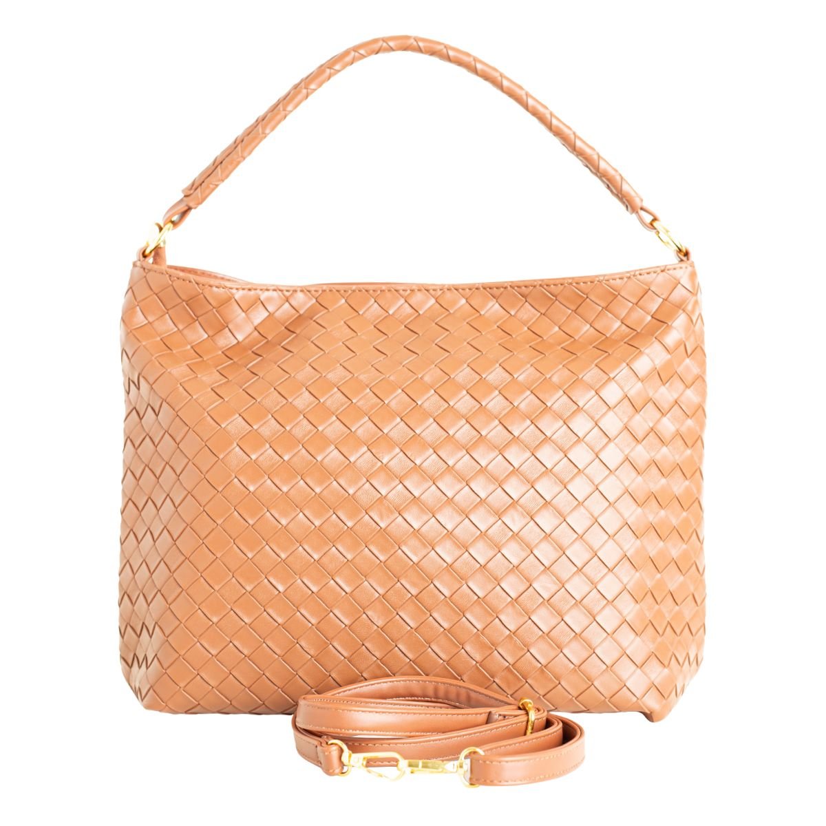 Bolsa Shoulder Dm Trama Caramelo Chocolate 5