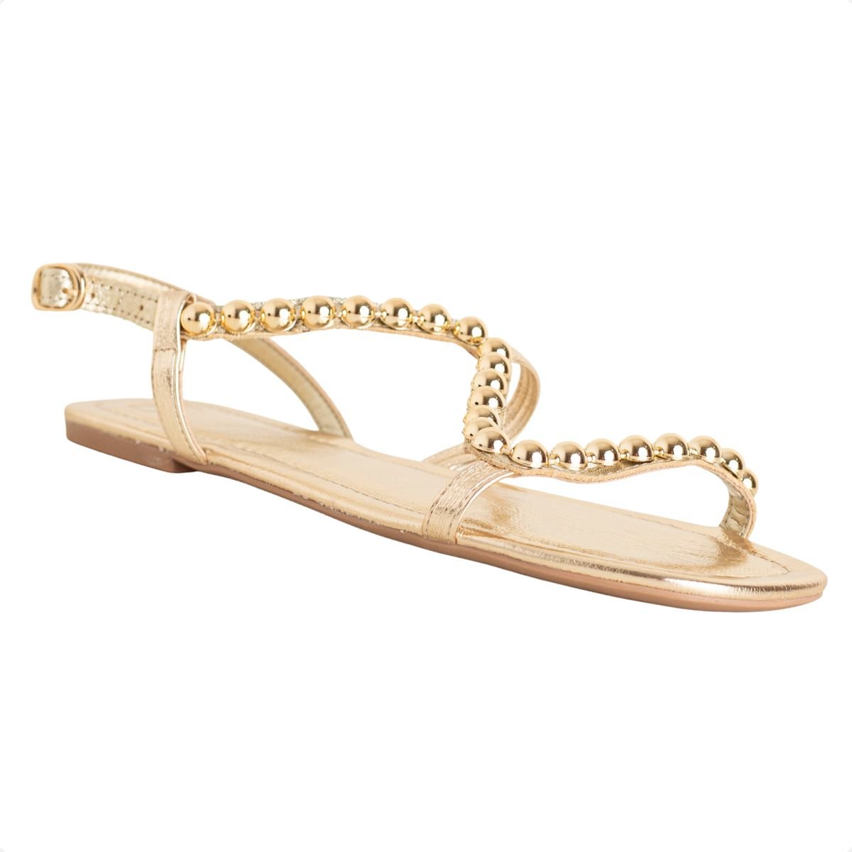 Sandália Rasteira Dm Aurora Dourada Dourado 2