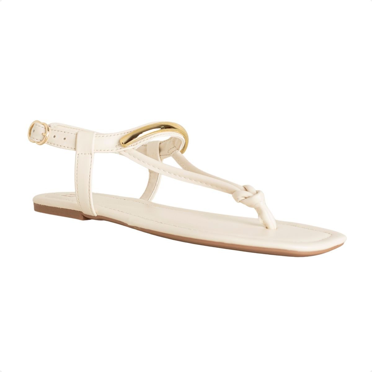 Sandália Rasteira Dm Charm Off White Marfim 2