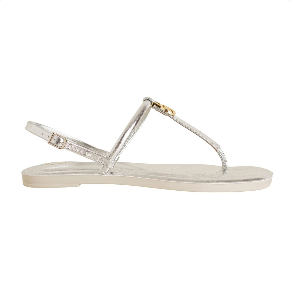 Sandália Rasteirinha Dm Minimal Chic Prata