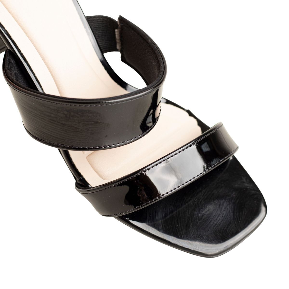 Tamanco Dm Preto De Tiras Grossas Com Salto Bloco Médio Preto 3