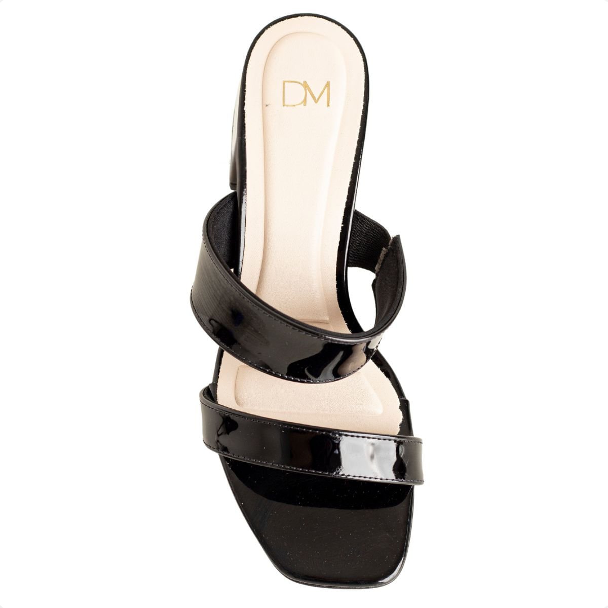 Tamanco Dm Preto De Tiras Grossas Com Salto Bloco Médio Preto 6