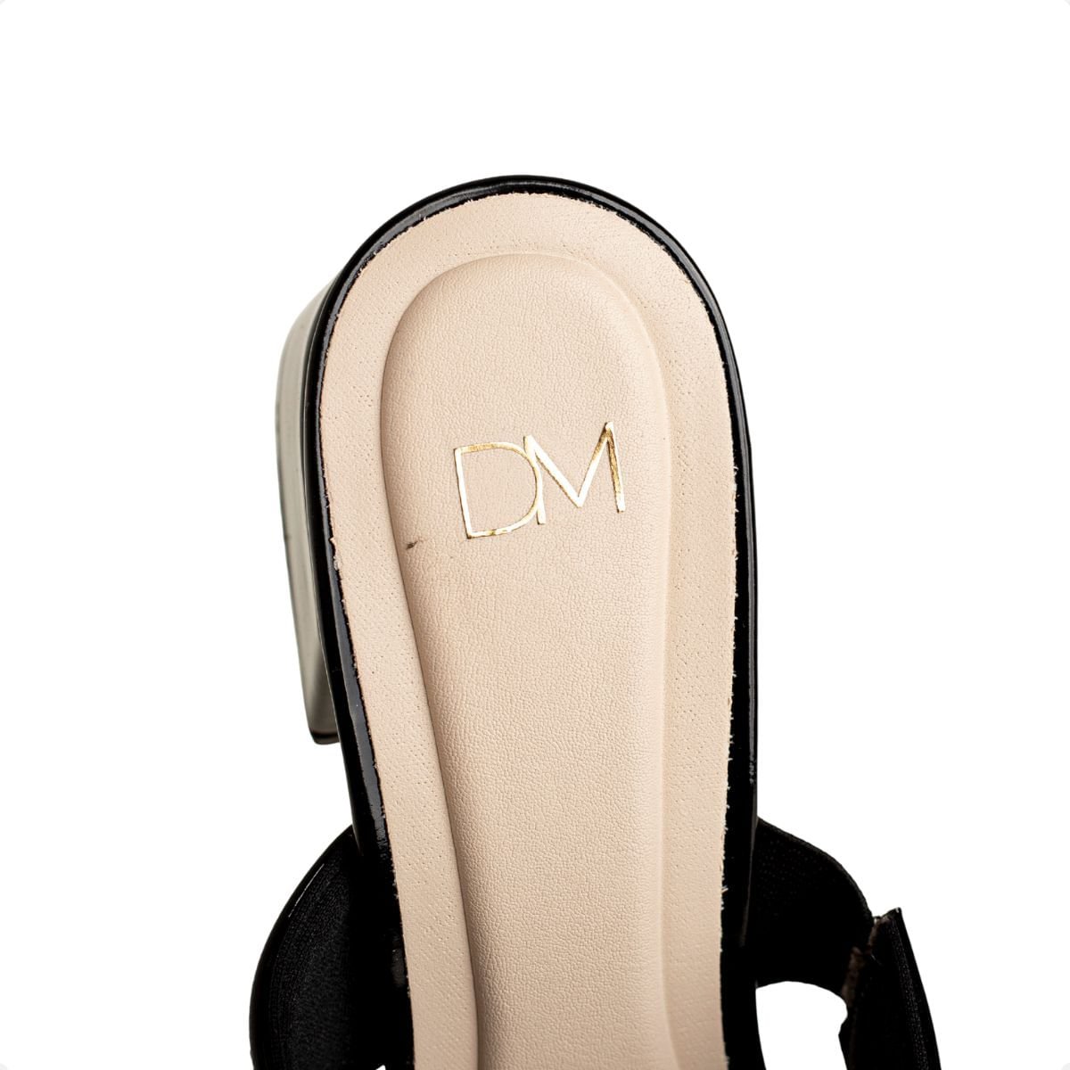 Tamanco Dm Preto De Tiras Grossas Com Salto Bloco Médio Preto 7