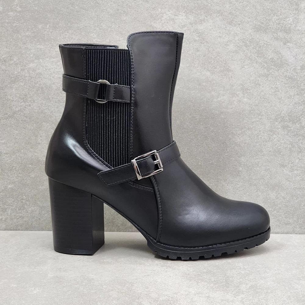 Bota Chelsea Feminina Mooncity Salto Grosso 73132 Preto 1