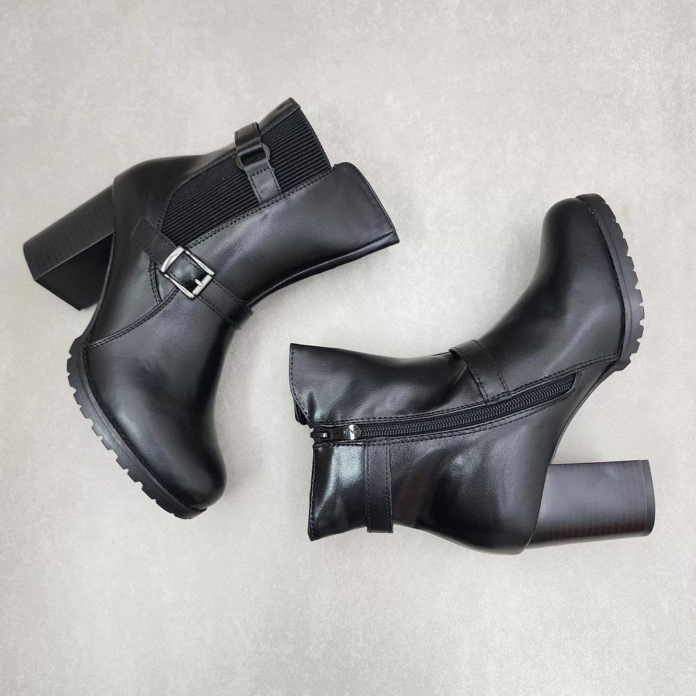 Bota Chelsea Feminina Mooncity Salto Grosso 73132 Preto 3