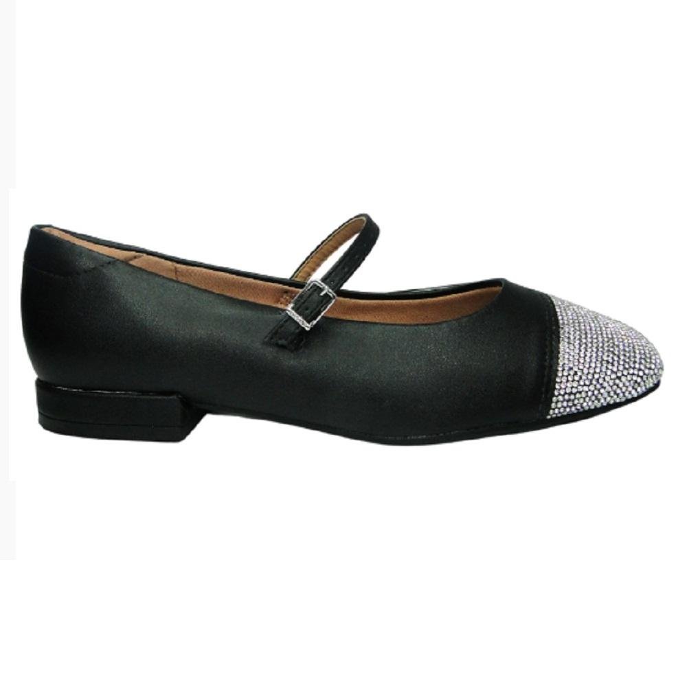 Sapato Boneca Salto Baixo Vizzano Com Strass 1427.103 Preto 1
