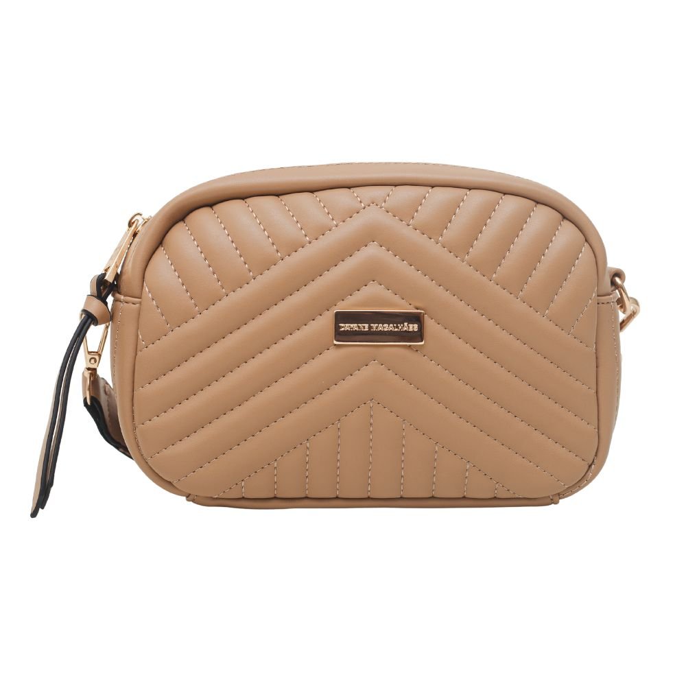 Bolsa Feminina Transversal Dayane Magalhães Bege Marrom 1