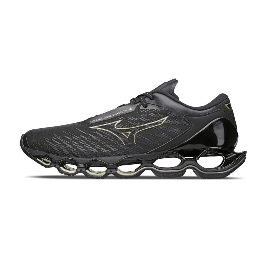 Tênis Running Masculino Wave Prophecy 12 Mizuno Preto E Dourado Preto 2
