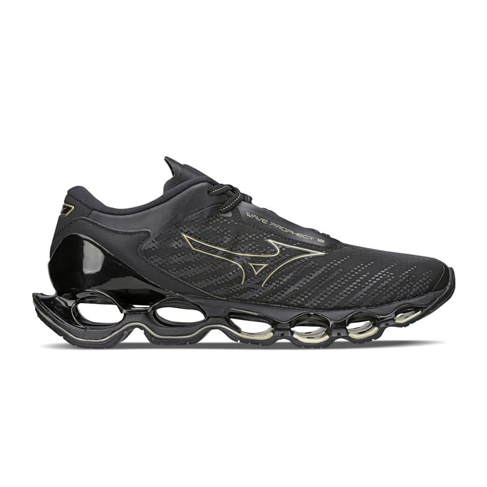 Tênis Running Masculino Wave Prophecy 12 Mizuno Preto E Dourado Preto 5