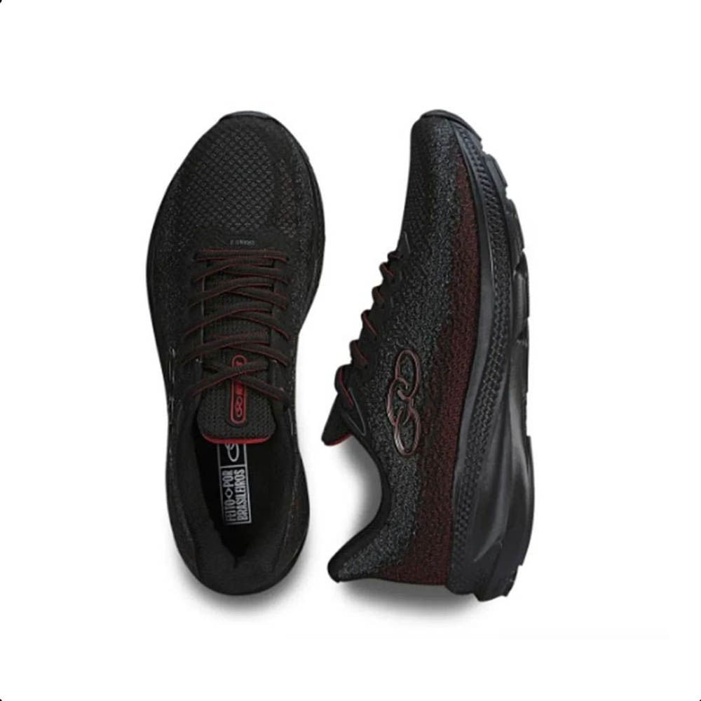 Tênis Running Masculino Olympikus Urano 2 Preto E Vermelho Preto 3