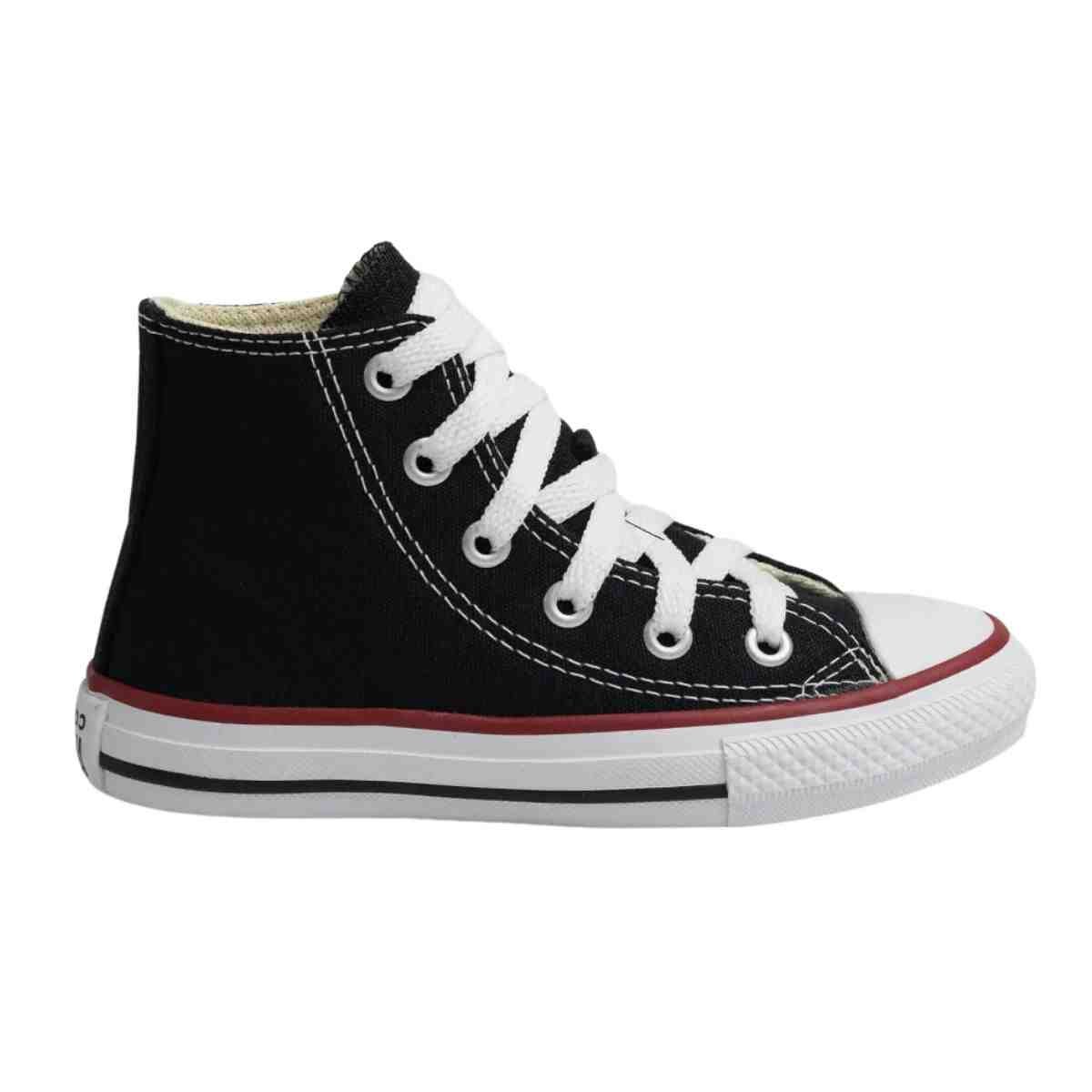 Tênis Infantil Casual Converse Chuck Taylor All Star Kids Hi Preto E Vermelho