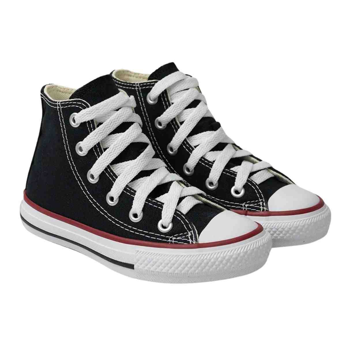 Tênis Infantil Casual Converse Chuck Taylor All Star Kids Hi Preto E Vermelho Preto 2