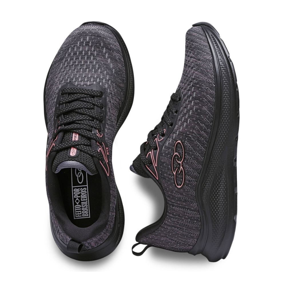 Tênis Running Feminino Olympikus Nyx Preto E Chumbo 2
