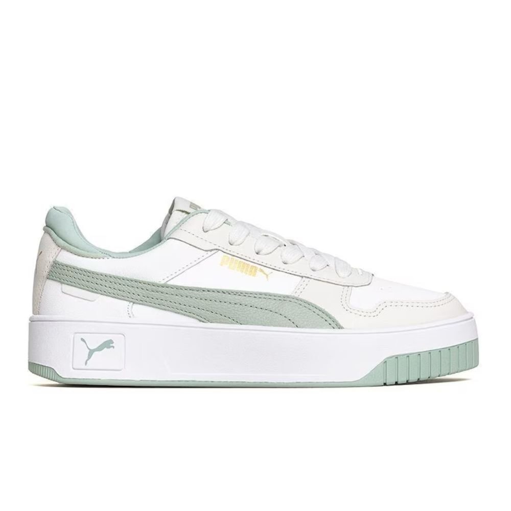 Tênis Casual Feminino Puma Carina Street Bdp Branco E Verde Branco 1