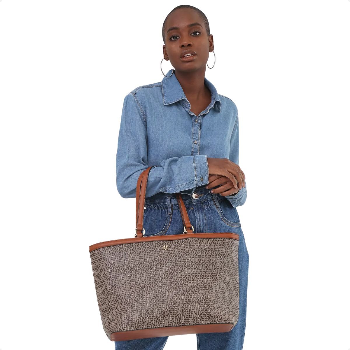 Bolsa Sacola Shopper Capodarte Monograma Marrom 7