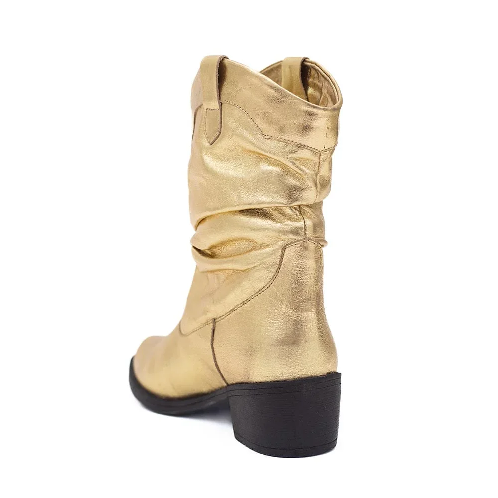Bota Country Couro Dayane Magalhães Dourada Dourado 3