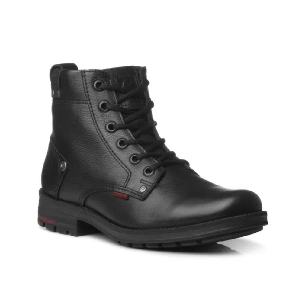 Bota Masculina Coturno Em Couro Pegada Preta Preto 1