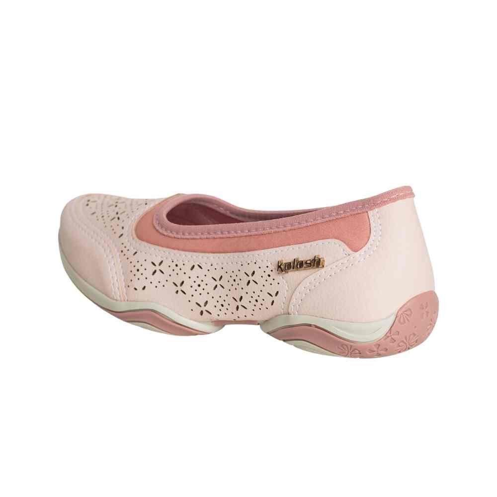 Tênis Moda Feminino Adulto Kolosh Rosa Bege 4