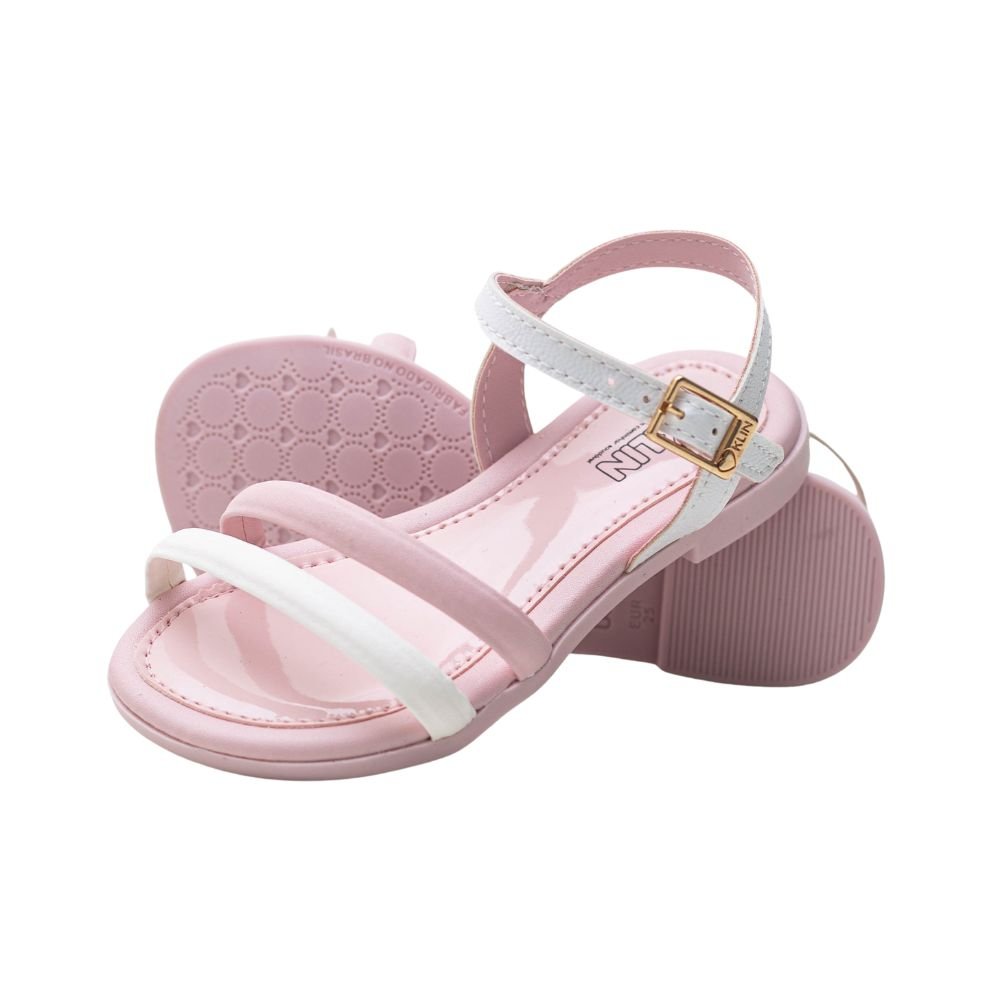 Sandalia Inf Rasteira Klin 177.073000-3403 Branco/Rosa 3