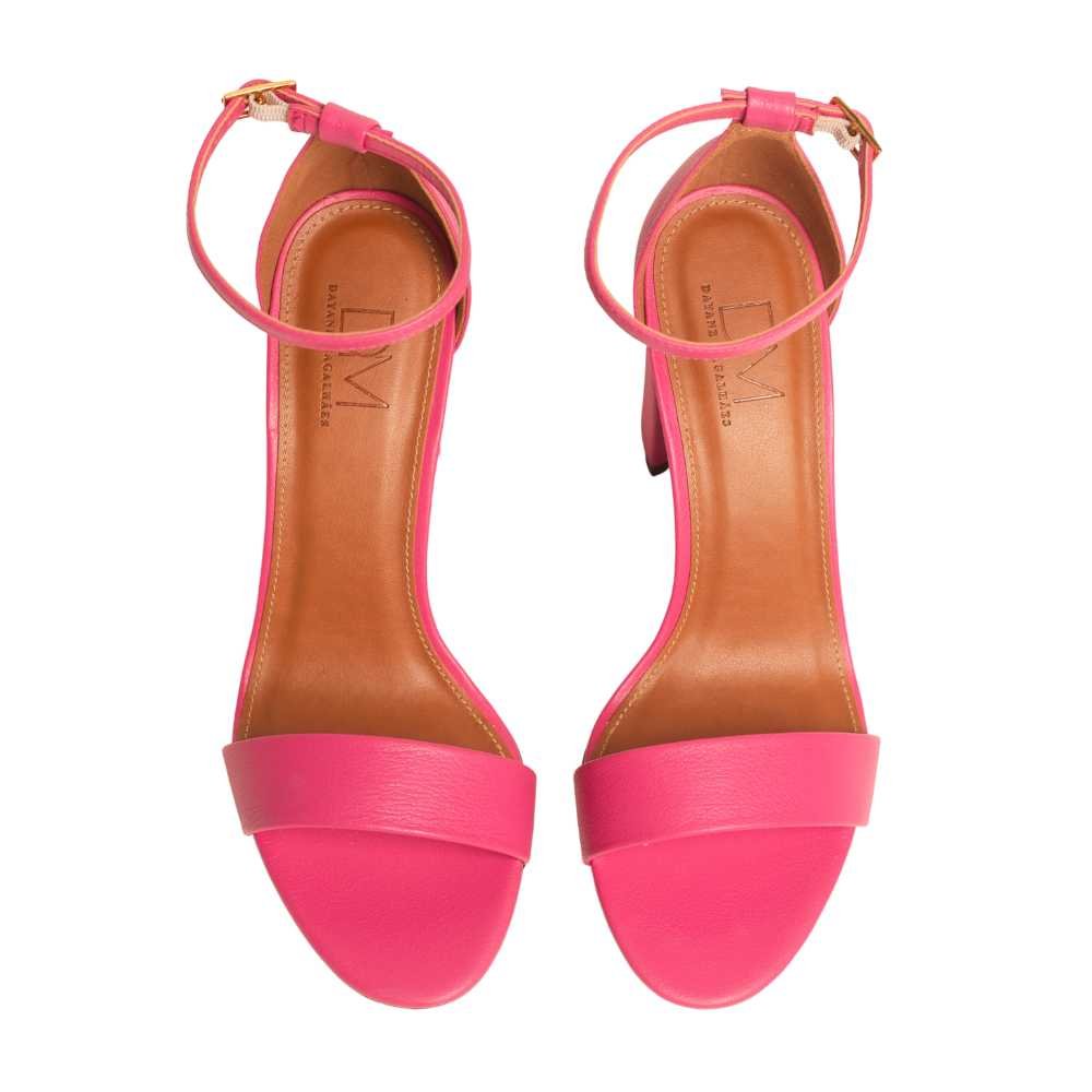 Sandália Feminina Salto Médio Grosso Dayane Magalhães Rosa Rosa 2