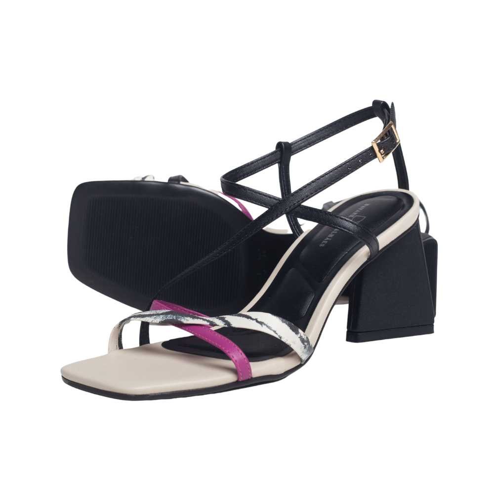 Sandália Feminina Salto Médio Grosso Dayane Magalhães Colorido Preto 3