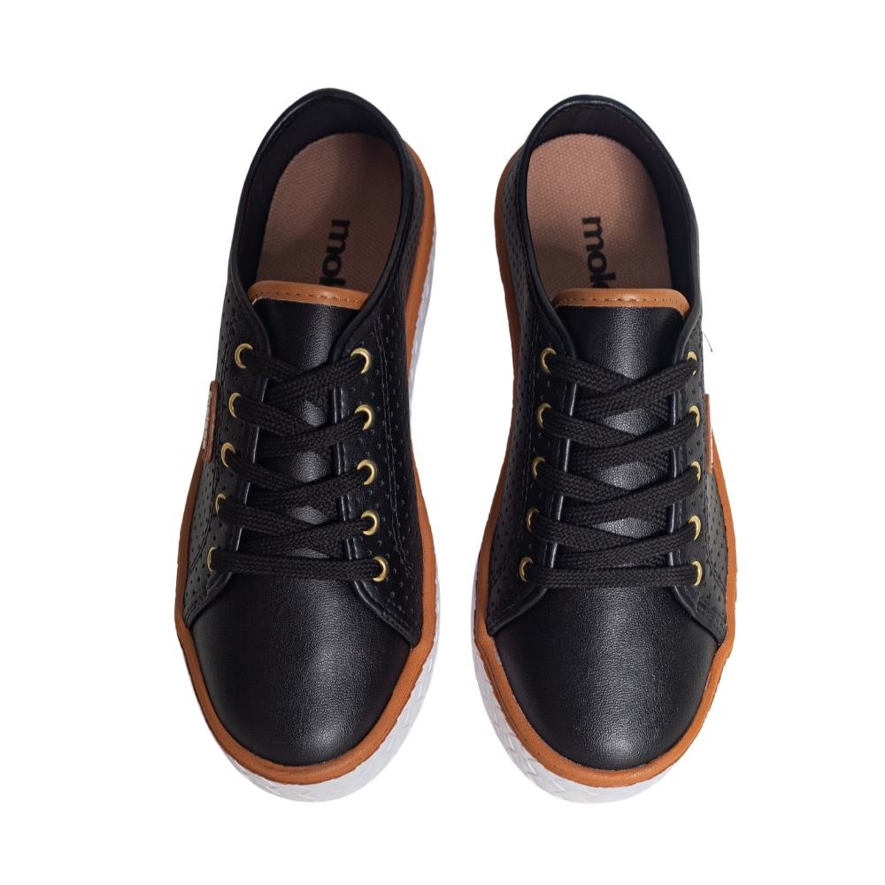 Tênis Moda Casual Feminino Moleca Preto Preto 2