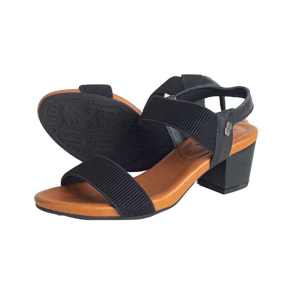 Sandália Feminina Salto Médio Usaflex Preta Preto 3