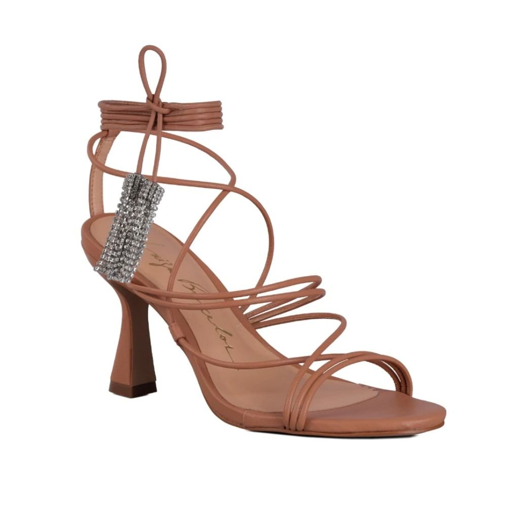 Sandália Feminino Salto Médio Cascata De Brilhos Luiza Barcelos Rosê Bege 1