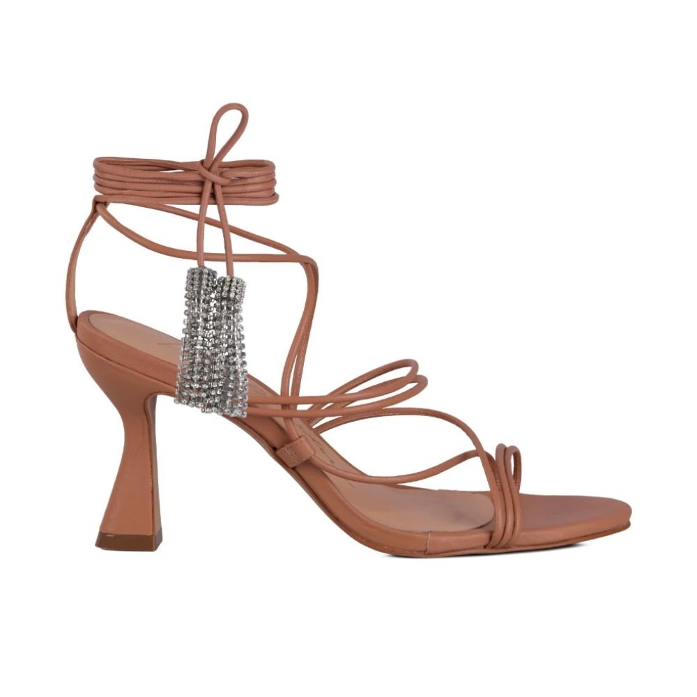 Sandália Feminino Salto Médio Cascata De Brilhos Luiza Barcelos Rosê Bege 5