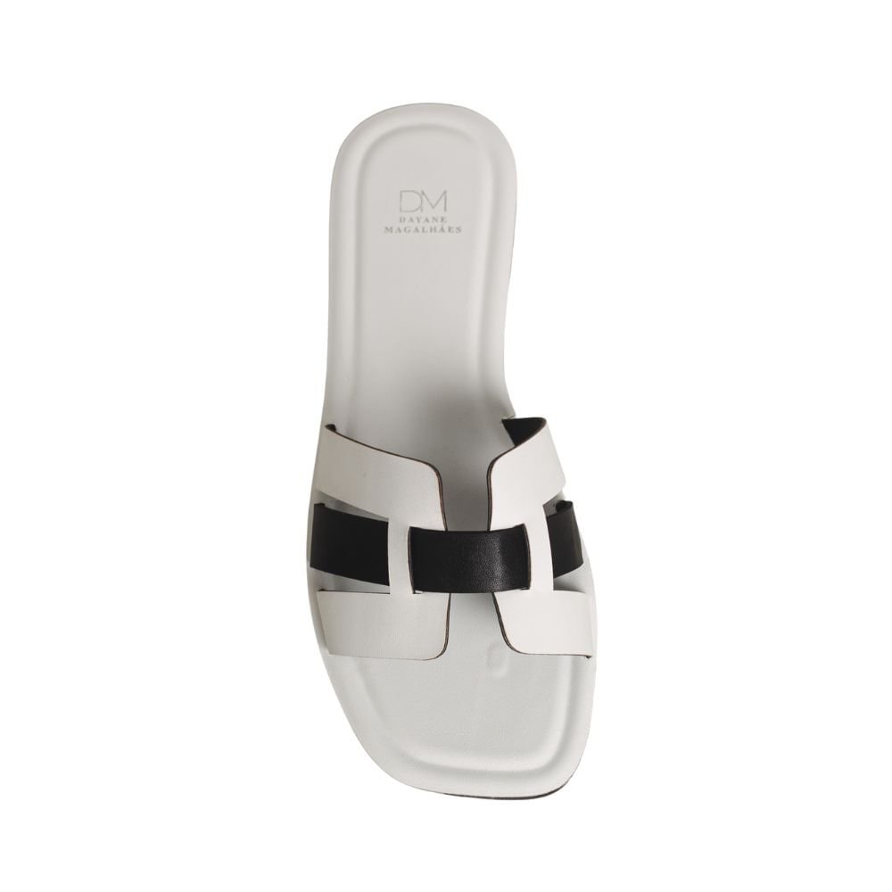Rasteira Feminina Verena Dayane Magalhães Branca E Preta Branco 7
