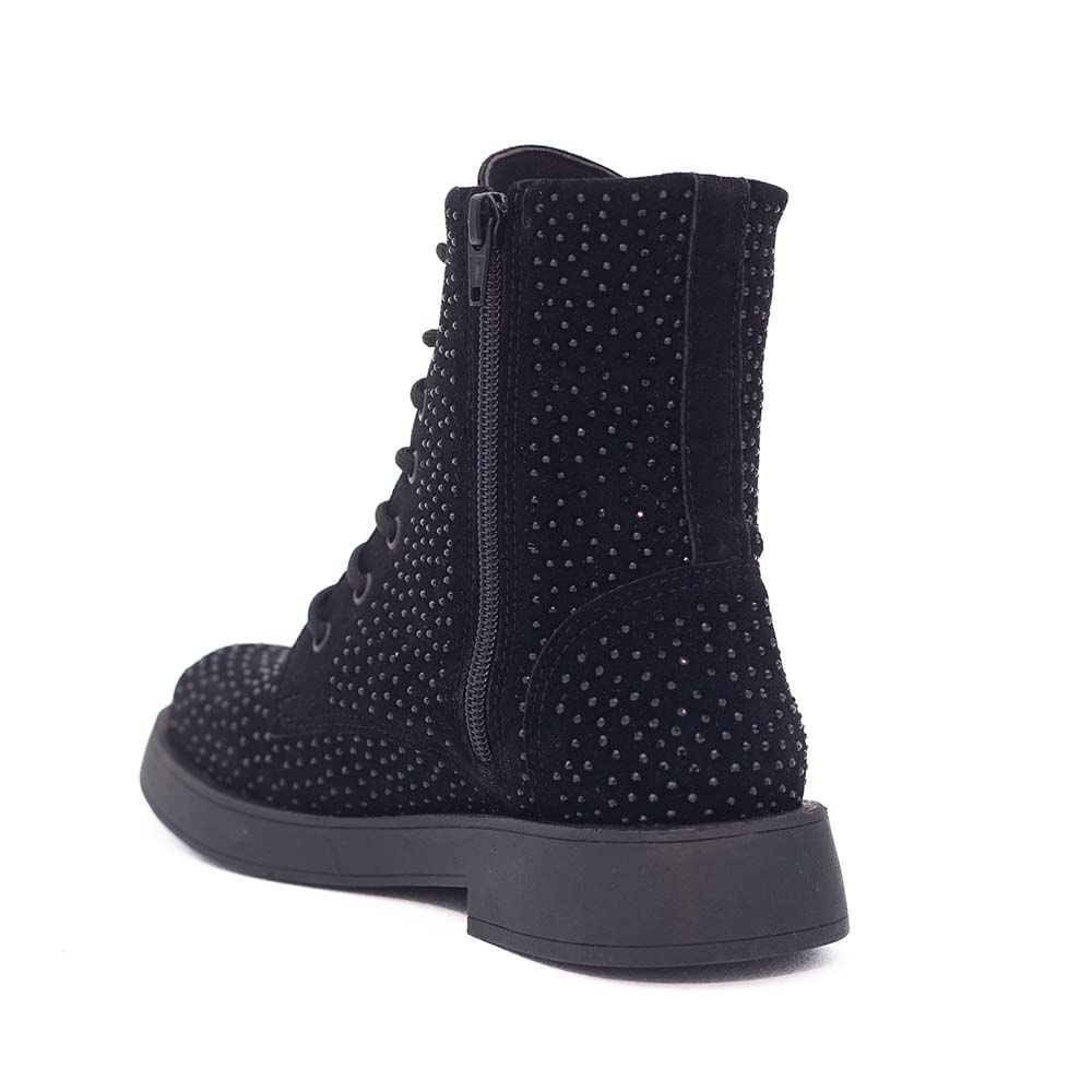 Bota Coturno Feminina Camurça Com Brilho Dayane Magalhães Preto 3